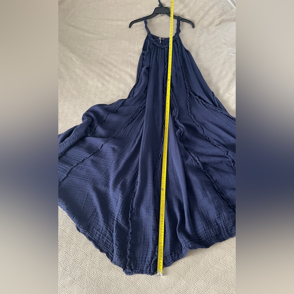🆕 Free People McKinley Navy Blue Maxi Dress size medium - Picture 10 of 15